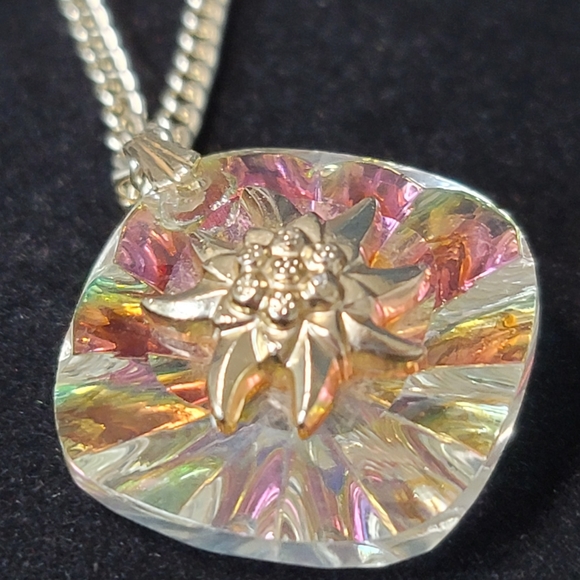 VINTAGE aurora crystal Germany sun necklace rare - Picture 15 of 15